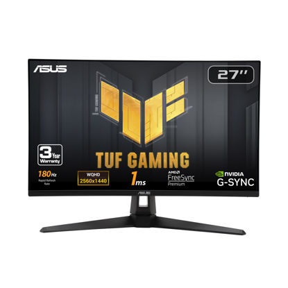 Picture of ASUS TUF Gaming 27” 1440P HDR Monitor (VG27AQ3A) - QHD (2560 x 1440), 180Hz, 1ms, Fast IPS, 130% sRGB, Extreme Low Motion Blur Sync, Speakers, Freesync Premium, G-SYNC Compatible, HDMI, DisplayPort