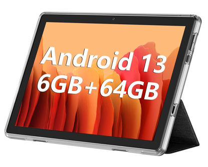 Picture of Android Tablet, 10.1 inch Android 13 Tablets 6GB RAM 64GB ROM 1TB Expand, 1280x800 IPS HD Touchscreen,6000mAh Battery, Bluetooth, Dual Camera, GMS, WiFi (Black)