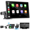 Picture of HAUXIY Wireless Apple Carplay Screen for Car 4K Dash Cam, 9" Portable Apple Carplay & Android Auto Car Stereo, with 1080p Backup Camera, GPS Navigation/Mirror Link/Voice Control/Bluetooth