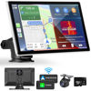 Picture of Madoec Portable Apple Carplay Screen for Car, 9" Wireless Apple Carplay & Android Auto,4K Dash Cam,1080p Backup Camera DVR,Car Audio Receivers GPS Navigation Mirror Link, Bluetooth,FM, Siri