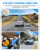 Picture of 3 Channel 2.5K Dash Cam Front and Rear, 1440P Dash Camera for Cars, Triple Car Camera with 32GB Card, G-Sensor, 3.16” IPS Screen, 24Hr Parking, 170°Wide Angle, Loop Recording, IR Night Vision, Blue