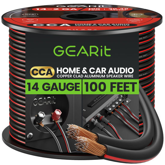 Picture of 14AWG Speaker Wire, GearIT Pro Series 14 AWG Gauge Speaker Wire Cable (100 Feet / 30.48 Meters) Great Use for Home Theater Speakers and Car Speakers Black