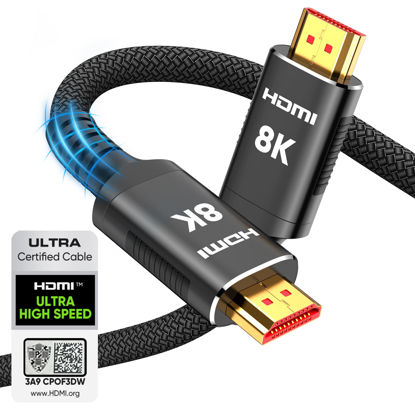 Picture of Snowkids 8K Certified HDMI 2.1 Cable 10 ft, 48Gbps Ultra High-Speed HDMI Cables Cord, 10K 8K@60Hz, 4K@120Hz Compatible for TV/Laptop/Monitor/PS5/Xbox/Projector/Entertainment/Sound System & More