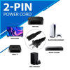 Picture of AC 2 Prong C8 Power Cord 5ft Standard 2-Slot for TV PS4 PS5 Speaker Monitor Xbox Wall Power Cable Replacement Black