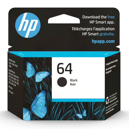 Picture of HP 64 Black Ink Cartridge | Works with HP ENVY Inspire 7950e; ENVY Photo 6200, 7100, 7800; Tango Series | Eligible for Instant Ink | N9J90AN