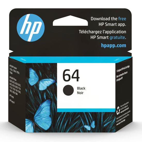Picture of HP 64 Black Ink Cartridge | Works with HP ENVY Inspire 7950e; ENVY Photo 6200, 7100, 7800; Tango Series | Eligible for Instant Ink | N9J90AN