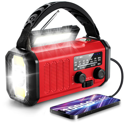 Picture of Emergency Hand Crank Radio,10000mAh/37000mWh Solar Radio NOAA/AM/FM Weather Radio, Emergency Cell Phone Charger Dynamo Radio with Multi-Function LED Flashlight for Indoor Outdoor Emergencies