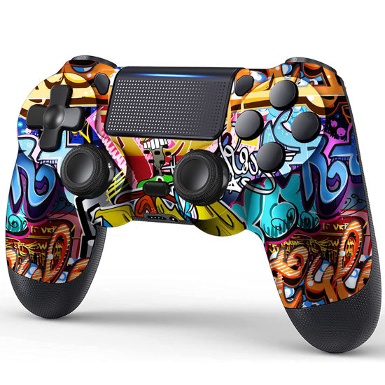 Picture of TIANHOO PS4 Controller, Wireless PS4 Controller for PS4/Pro/Slim, with Vibration Feedback, Motion Sensing, Touchpad, Light Bar, Share, Speaker, 3.5mm Headphone Jack (Graffiti)