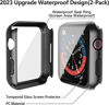 Picture of Misxi [2 Pack] Waterproof Black Hard Case with Tempered Glass Compatible with Apple Watch SE 2 (2024) SE Series 6 Series 5 Series 4 44mm, Ultra-Thin Protective Cover for iWatch Screen Protector