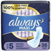 Picture of Always Maxi Overnight Pads with Wings, Size 5, Extra Heavy Overnight, Unscented, 36 Count