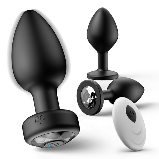Picture of Anal Plug Sex Toys Vibrator- 3PCS Silicone Anal Toys Butt Plug Training Kit with Remote Control 10 Frequency Vibration, Vibrating Anal Plug and Prostate Massager, Adult Sex Toys and Games Black