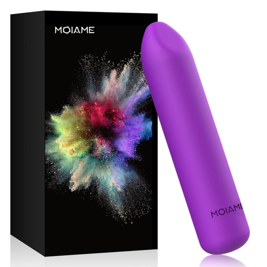 Picture of Small Bullet Vibrator for Women: Waterproof Mini Clit Vibrator with 10 Modes, Full Silicone Vibrating Finger Massager for G Spot Nipple, Female Rechargeable Lipstick Vibe Sex Toy, Purple