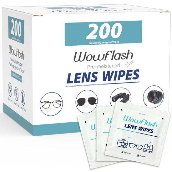 Picture of 200 Count Lens Wipes for Eyeglasses, Eyeglass Lens Cleaning Wipes Pre-moistened Individually Wrapped Sracth-Free Streak-Free Eye Glasses Cleaner Wipes for Sunglass, Camera Lens, Goggles