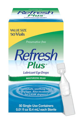 Picture of Refresh Plus Lubricant Eye Drops, Preservative-Free, 0.01 Fl Oz Single-Use Containers, 50 Count, Packaging May Vary