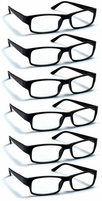 Picture of Boost Eyewear 6 Pack Reading Glasses, Traditional Black Frames, for Men and Women, with Comfort Spring Loaded Hinges, Black, 6 Pairs (+1.50)