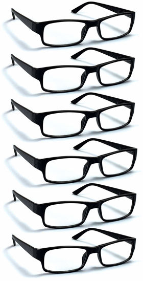 Picture of Boost Eyewear 6 Pack Reading Glasses, Traditional Black Frames, for Men and Women, with Comfort Spring Loaded Hinges, Black, 6 Pairs (+1.50)
