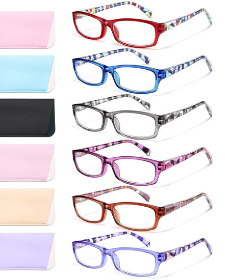 Picture of Gaoye Reading Glasses for Women, 6 pack Fashion Readers for Women Men Spring Hinge Eye Glasses, Blue Light Reading Glasses Anti Eyestrain