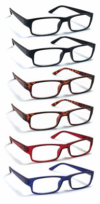 Picture of Boost Eyewear Reading Glasses, 6 Pairs with Spring Hinges in Black, Tortoise, Blue, Red - For Men and Women