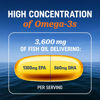 Picture of Triple Strength Omega 3 Fish Oil 3600 mg | EPA & DHA | Over 2100mg Omega-3 Fatty Acids | 1300mg EPA + 860mg DHA | Best Essential Fatty Acids | Premium Wild Caught & Burpless Fish Oil | 120 Ct
