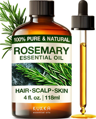 Picture of KUKKA essential oils Rosemary Oil for Hair - 4 Fl Oz, 100% Pure Natural Oil - A Great Addition for Shampoo & Scalp Treatments - Made for Hair Care, Skin, Diffusers, Aromatherapy