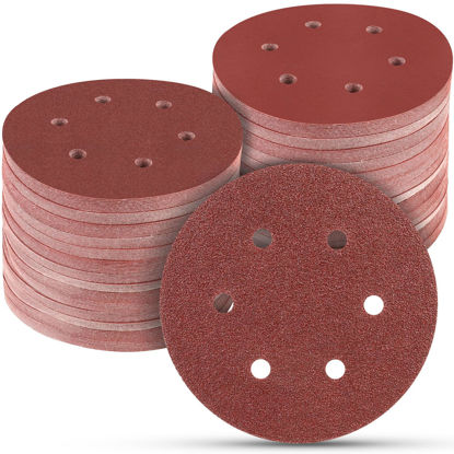Picture of 100 PCS 6 Inch Sanding Discs, 6 Hole Hook and Loop Sandpaper 60 80 120 240 400 Grit Set, Round Orbital Sand Paper Discs for Sander
