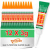 Picture of WOUSEDO 12 X 3g Super Glue Clear, Strong Adhesive,Super Glue Fast Drying Cyanoacrylate Glue for Wood,Rubber,Leather, Plastic, Metal, Rhinestone Jewelry, DIY Crafts…