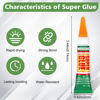 Picture of WOUSEDO 12 X 3g Super Glue Clear, Strong Adhesive,Super Glue Fast Drying Cyanoacrylate Glue for Wood,Rubber,Leather, Plastic, Metal, Rhinestone Jewelry, DIY Crafts…