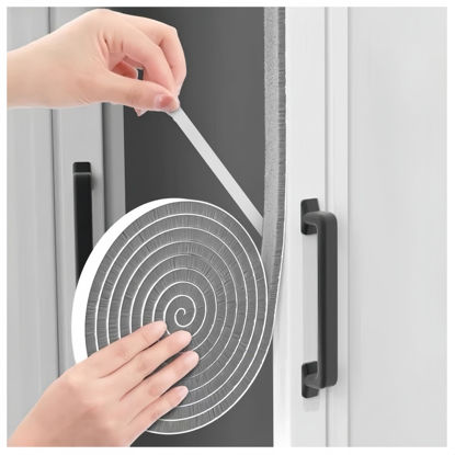 Picture of ligiyoto 33 Ft Self-Adhesive Weather Stripping Door Seal Strip for Door Window, 0.35" Wide x 0.2" Thick, Gray