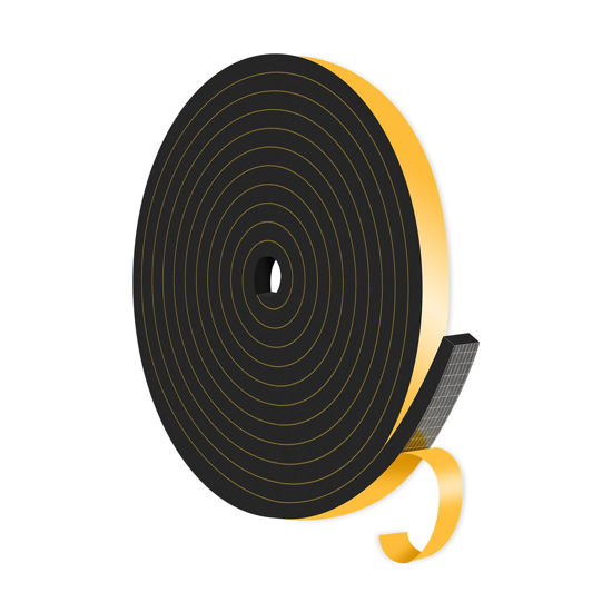 Picture of Weather Stripping Door Seal,Weather Stripping,Soundproof,Cold Insulation,High Density CR Foam Insulation Tape for Door, Front Door Frame, Windows,Sliding Door (Black, 1/2 in x 1/4 in x 13Ft)