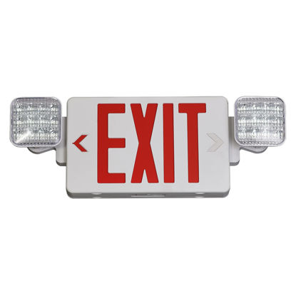 Picture of TANLUX Red Exit Sign with Emergency Lights, LED Emergency Exit Light with Battery Backup, UL Listed, AC 120/277V, Commercial Emergency Lights Combo for Business - 1 Pack