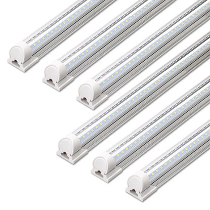 Picture of Barrina LED Shop Light, 40W 5500LM 5000K, 4FT Integrated Fixture, V Shape,T8 Light Tube, Daylight White, Clear Cover, Hight Output, LED Shop Lights for Garage Warehouse Workshop (Pack of 6)
