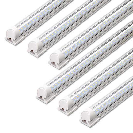 Picture of Barrina LED Shop Light, 40W 5500LM 5000K, 4FT Integrated Fixture, V Shape,T8 Light Tube, Daylight White, Clear Cover, Hight Output, LED Shop Lights for Garage Warehouse Workshop (Pack of 6)