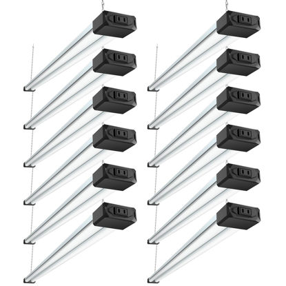 Picture of BBOUNDER 12 Pack Linkable LED Shop Light with Reflector, Super Bright 6500K Cool Daylight, 4400 LM, 4 FT, 48 Inch Integrated Fixture for Garage, 40W Equivalent 250W, Surface & Suspension Mount, Black