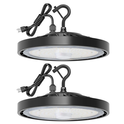 Picture of Eilpass LED Shop Lights 100W 16,000LM 5000K Super Bright High Bay Shop Lights with US Cable Plug in for Garage Workshop Warehouse Factory Barn (100W 2Pack)