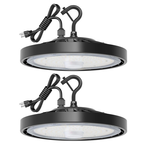 Picture of Eilpass LED Shop Lights 100W 16,000LM 5000K Super Bright High Bay Shop Lights with US Cable Plug in for Garage Workshop Warehouse Factory Barn (100W 2Pack)
