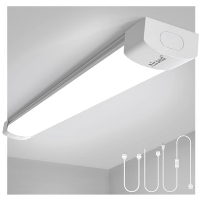 Picture of Airand Ceiling Lights LED Plug in 2ft Flushmount LED Tube Light 5000K Linkable Garage Light Fixture 18W Wraparound Ceiling Lamp Utility Shop Light Corded Under Cabinet Light with ON/Off Switch
