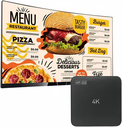 Picture of Lunzn Smart Digital Signage Player with Non-Subscription CMS Software 7x24 Stable Auto Play Make TV Set Become LCD Display Andriod 4K Advertising Media Player(YM05)