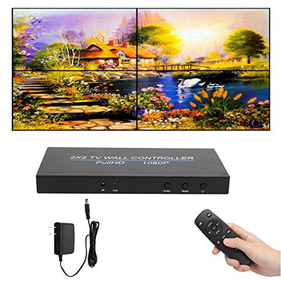 Picture of 2x2 Video Wall Controller, Video Image Processor Screen Splicing 1080P high Definition Image Video Wall Controller, Support for Splicing 2X1/3X1/4X1/1X2/1X3/1X4/2X2(US)