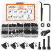Picture of 830 Pcs M2 Screws Kit M2 Bolts Kit M2*4mm/6mm/8mm/10mm/12mm/16mm/20mm Machine Screw Kit, 12.9 Alloy Steel Black Zinc Plated Hex Socket Head Screws Nuts Bolts and Washers Set