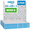 Picture of Aerostar 20x20x1 MERV 8 Pleated Air Filter, AC Furnace Air Filter,(Actual Size: 19 3/4" x 19 3/4" x 3/4"), 6 Count ( Pack of 1)