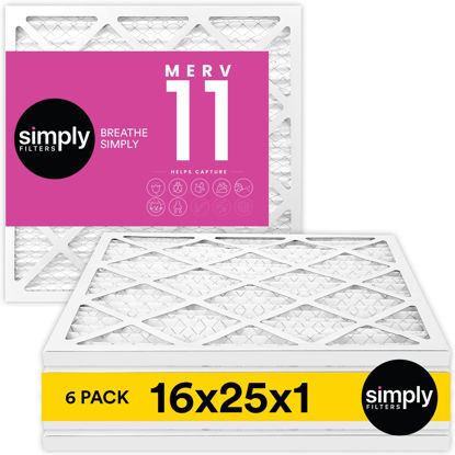 Picture of Simply 16x25x1 Air Filter, Merv 11, MPR 1000, 6 Pack, Furnace Air Filter for HVAC (Actual Size: 15.75"x24.75"x0.75") DUST, Pet, & Allergy Control