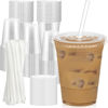 Picture of Dealusy 100 Pack - 16 oz Clear Plastic Cups with Lids and Straws, Sturdy & Food Safe Iced Coffee Cups with lids, Iced Coffee Cup, Disposable Cups Plastic Coffee Cups Smoothie Cups for Cold Drinks