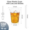 Picture of Dealusy 100 Pack - 16 oz Clear Plastic Cups with Lids and Straws, Sturdy & Food Safe Iced Coffee Cups with lids, Iced Coffee Cup, Disposable Cups Plastic Coffee Cups Smoothie Cups for Cold Drinks