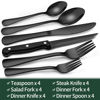 Picture of 24-Piece Black Silverware Set with Steak Knives, Black Flatware Set for 4, Food-Grade Stainless Steel Tableware Cutlery Set, Mirror Finished Utensil Sets for Home Restaurant