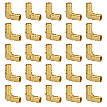 Picture of SUNGATOR Pex Fittings 1/2 Inch, 25-Pack 1/2" Pex 90 Degree Elbow, No Lead Brass, NSF, UPC Certified