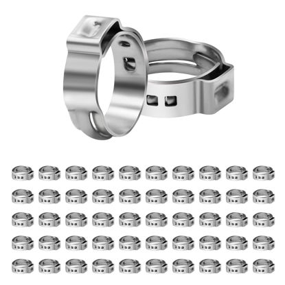 Picture of 50/100/150/200 Pack 1/2" PEX Cinch Clamps, Stainless Steel Single Ear Hose Clamps (1/2", 50 Pack)
