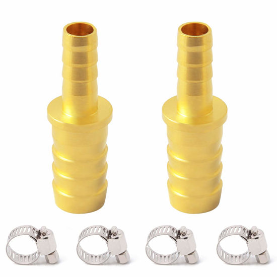 Picture of Metaland Brass Hose Barb Reducer, 1/4" to 3/16" Hose ID, Reducing Barbed Hose Splicer Mender Coupler Warter Fuel Air (Pack of 2)