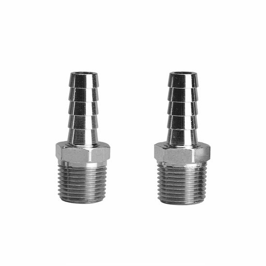 Picture of Beduan Stainless Steel 3/8" Hose Barb to 3/8" Male NPT Home Brew Fitting Water Fuel Air (Pack of 2)
