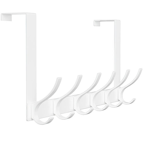 Picture of Peasulin Over The Door Hooks, Sturdy Door Hanger, Large Over The Door Towel Rack with 12 Hooks, Heavy Duty Easy to Install, for Bathroom, Bedroom，Kitchen，Hanging Towels, Coats (White)