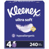 Picture of Kleenex Ultra Soft Facial Tissues, 4 Cube Boxes, 60 Tissues per Box, 3-Ply (240 Total Tissues), Packaging May Vary